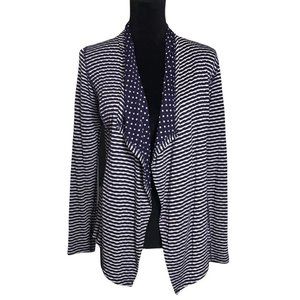 Market & Spruce Margerie Striped Dot Open Cardigan in Blue/White - Size Small